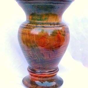 Artist Hand Spun Oak Wooden Vase
